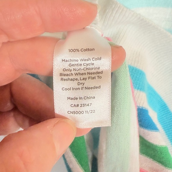 Talbots Women Size Small Striped Sweater Aqua White Coastal Casual Soft Quiet - Picture 6 of 6